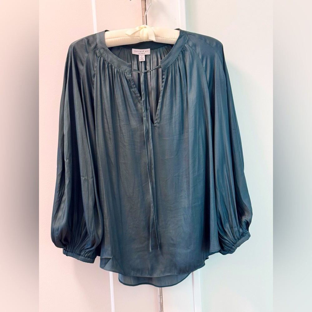 Current Air Forest Green Split Neck Blouse - image 3